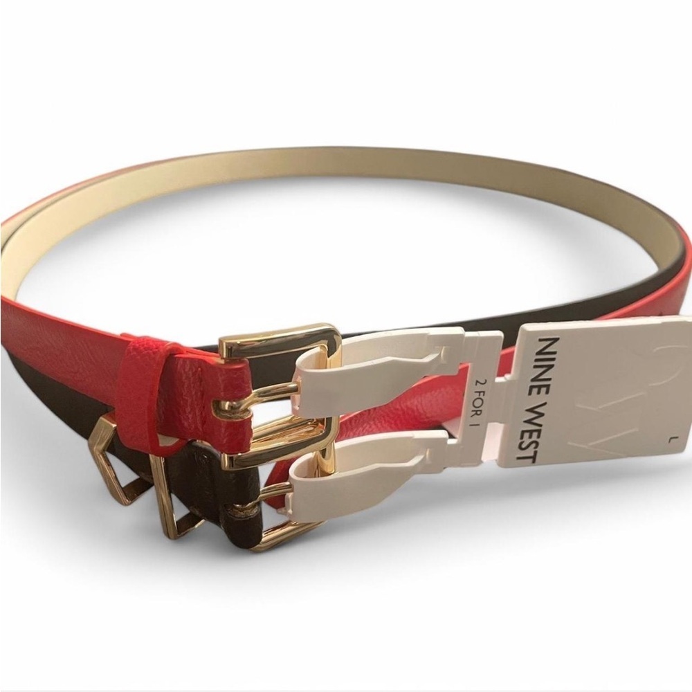 2 pack of Nine West Women’s Belts size Large Red&Black NWT - Picture 5 of 5